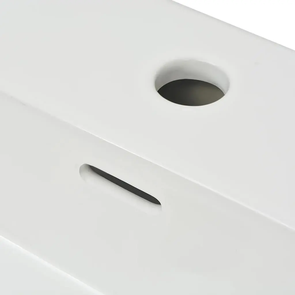 White Ceramic Bathroom Basin Sink with Faucet Hole Wall Mount 51.5x38.5x15cm