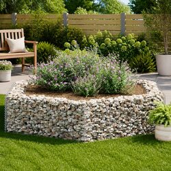 Hexagonal Gabion Raised Bed Garden Border Planter 200x173x40 cm Silver