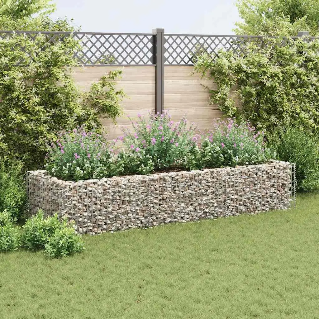 Gabion Raised Garden Bed Steel Planter 270x90x50cm Silver Galvanised Steel
