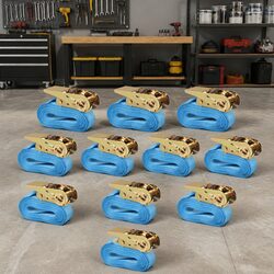 Ratchet Tie Down Straps 10 pcs Heavy Duty Cargo Fastening 0.8 Tonnes 4m x 25mm