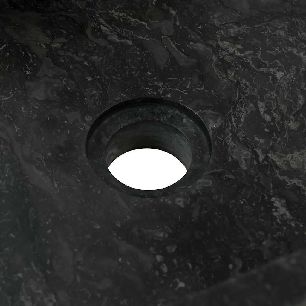Bathroom Sink Handmade Rectangular 45x30x12 cm Black High Gloss Natural River Stone