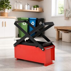 Paper Log Briquette Maker Steel Frame Manual Press Fireplace Fuel Black Red