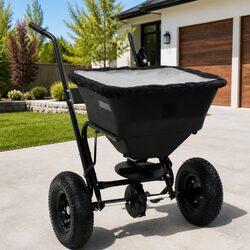 Walk Behind Salt Spreader Garden Lawn Fertilizer Seed Disperser Tool 45L