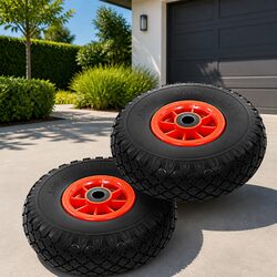 Sack Truck Spare Wheels 2pc Solid PU Puncture-Proof Heavy-Duty Trolley Cart