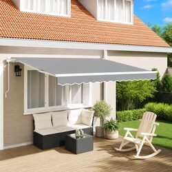 Retractable Awning Frame Manual Outdoor Garden Terrace Shade 300x250cm Aluminium