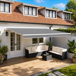 Retractable Awning Frame Manual 400 x 300 cm Garden Terrace Outdoor Shade