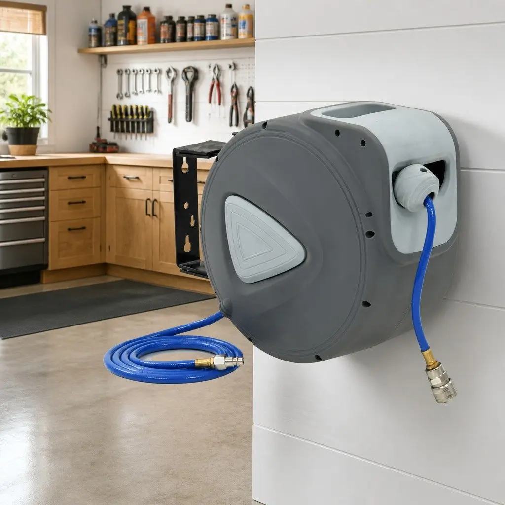 Automatic Retractable Air Hose Reel 1/4" 20m Grey