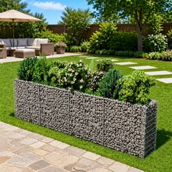 Raised Garden Bed Gabion Planter Box Galvanised Steel 360x50x100cm Silver