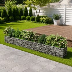 Gabion Raised Bed Silver 450x50x50 cm Garden Planter Border Flower Box