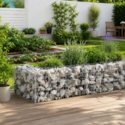 Gabion Wall Fence Panel Retaining Raised Garden Bed Planter Silver 450x30x50cm
