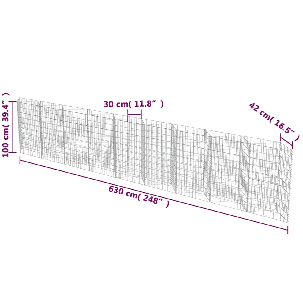 Gabion Wall Panel Galvanised Steel Retaining Barrier Garden Planter Outdoor