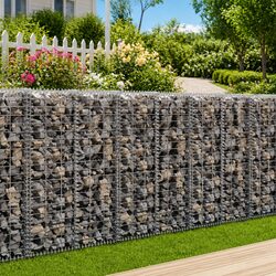 Gabion Wall Basket Galvanised Steel with Covers 20x20x100 cm Retaining Barrier