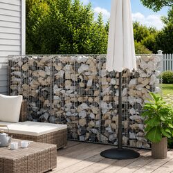 Gabion Wall Retaining Barrier with Covers Galvanised Steel 100x20x150 cm Silver