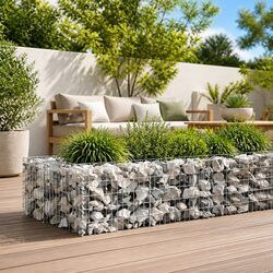 Gabion Wall with Covers Silver Galvanised Steel Retaining Fence Barrier Panel
