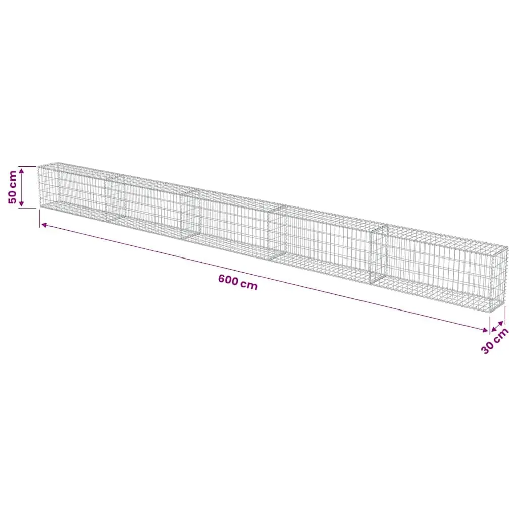 Gabion Wall Panel Galvanised Steel Retaining Barrier 600x30x50cm Silver