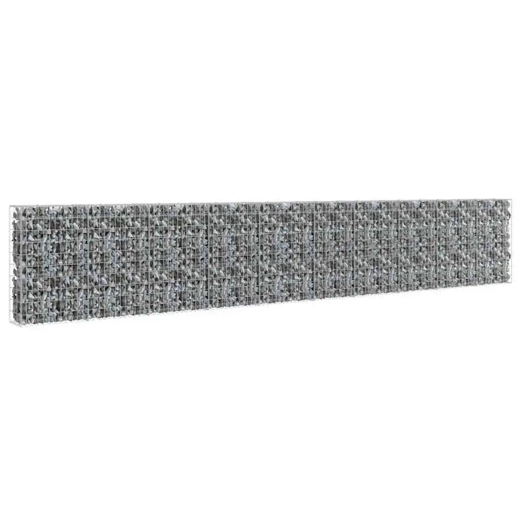 Gabion Wall with Covers Silver Steel Fence Panel Retaining Barrier 600x30x100cm