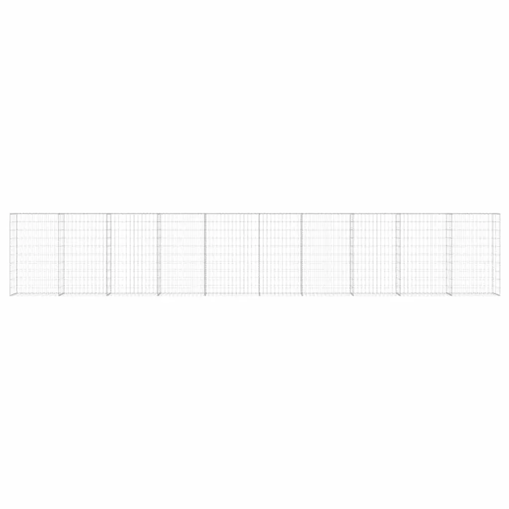 Gabion Wall with Covers Silver Steel Fence Panel Retaining Barrier 600x30x100cm
