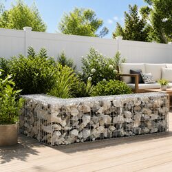 Gabion Wall Fence Panel Retaining Barrier Galvanised Steel 300x50x50cm Silver