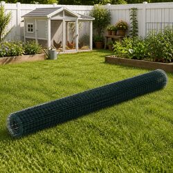 Chicken Wire Fence Steel PVC Coated 25 x 1.5 m Green Poultry Garden Enclosure