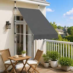Manual Retractable Awning 150cm Anthracite Window Balcony Terrace Garden Shade