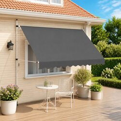 Manual Retractable Awning 300 cm Window Terrace Balcony Garden Shade Anthracite