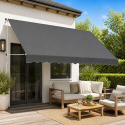 Manual Retractable Awning 350cm Outdoor Window Balcony Terrace Garden Shade