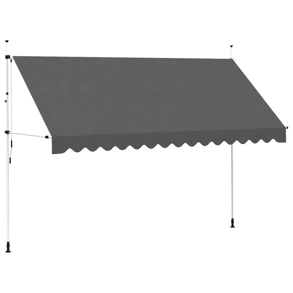 Manual Retractable Awning 400cm Water and Dirt Repellent Polyester Canopy Anthracite Steel Frame