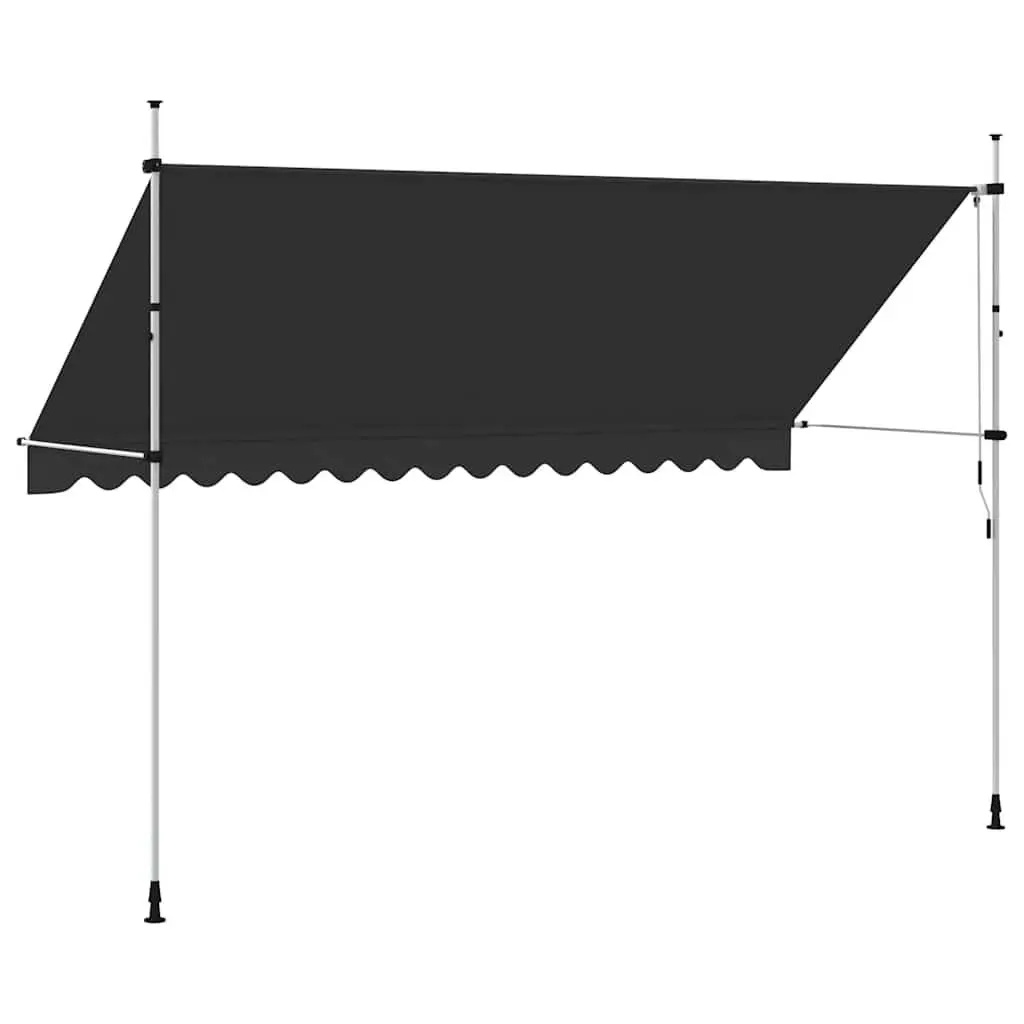 Manual Retractable Awning 400cm Water and Dirt Repellent Polyester Canopy Anthracite Steel Frame