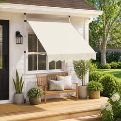 Manual Retractable Awning 200cm Cream Window Door Terrace Balcony Garden Shade