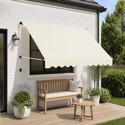 Manual Retractable Awning 300cm Cream Window Terrace Balcony Garden Outdoor