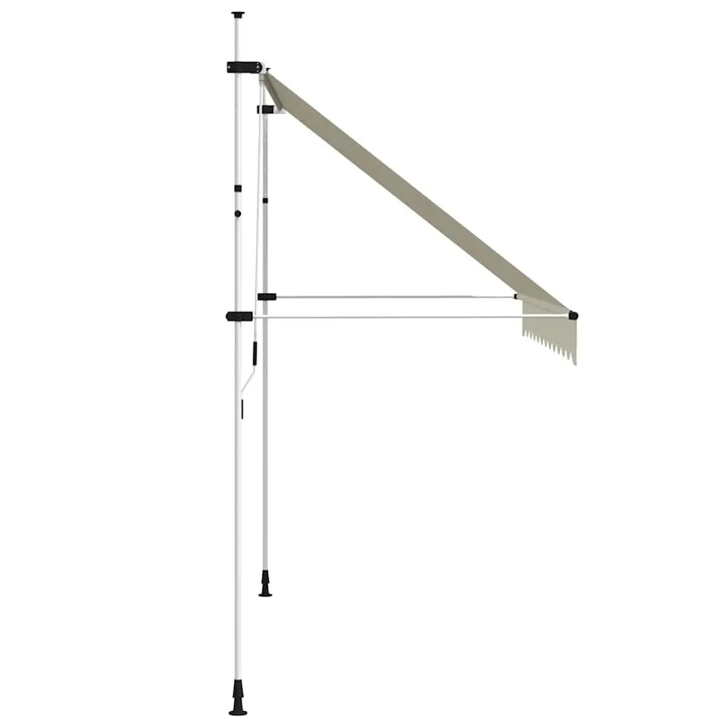 Retractable Awning Manual Operation 300cm Cream Polyester Canopy Steel Frame
