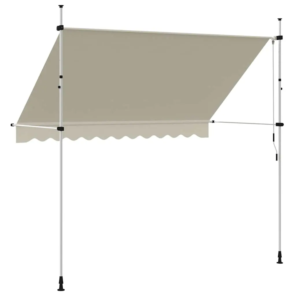 Retractable Awning Manual Operation 300cm Cream Polyester Canopy Steel Frame
