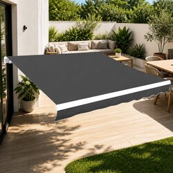 Awning Replacement Fabric Grey 3x2.5m Outdoor Shade Patio Balcony Garden Cover