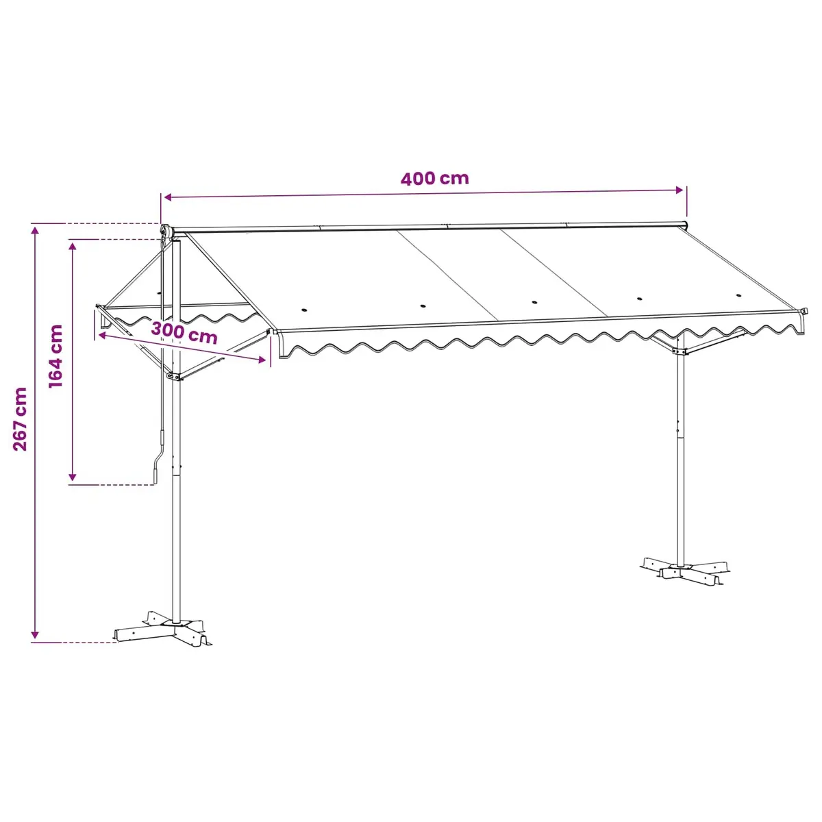 Free Standing Awning 4x3m Waterproof Garden Patio Sunshade Cream Outdoor Canopy