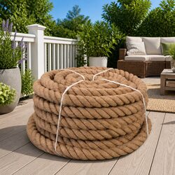 Natural Jute Rope 30mm 50m Brown Coil Garden Decking Handrail Plant Support