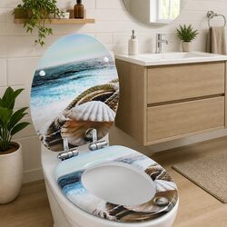 Toilet Seat with Soft Close Lid Multicolour Design Bathroom Fixture Accessory