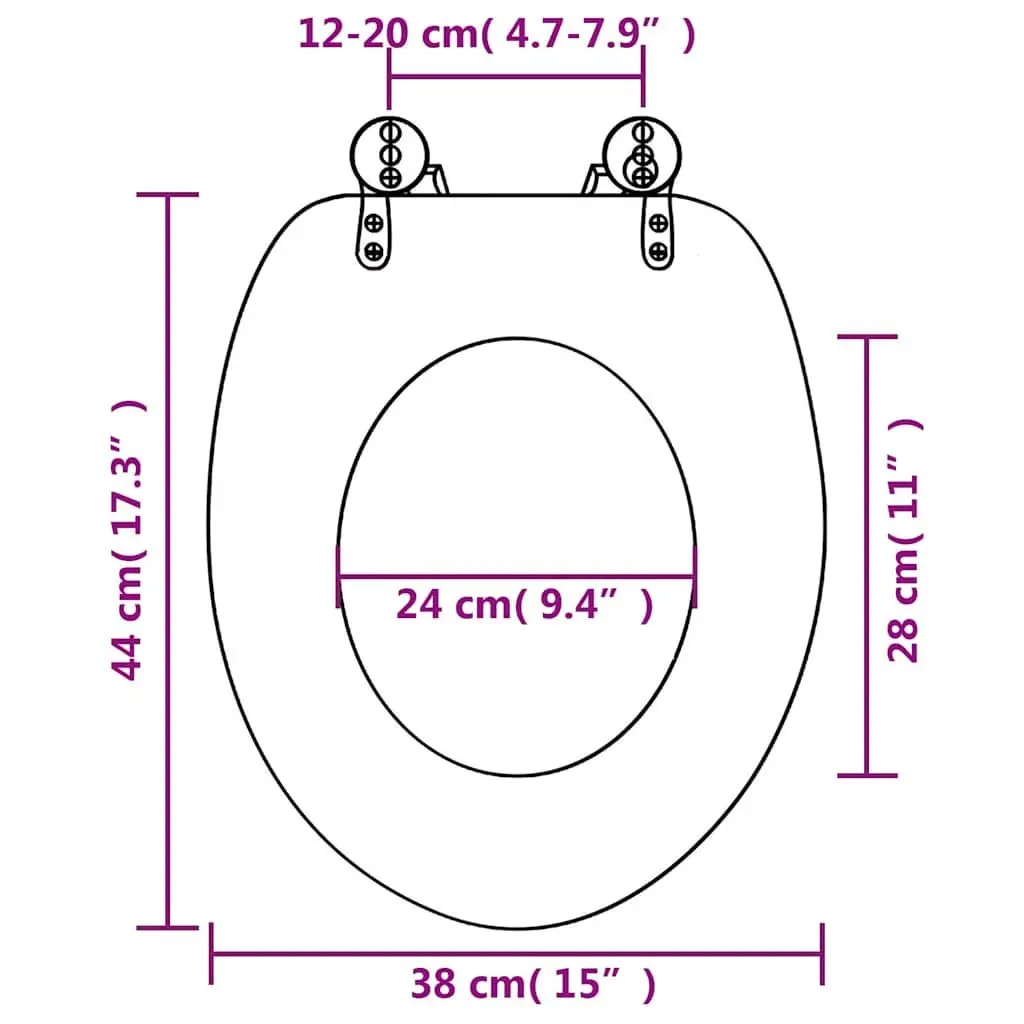 Toilet Seat Soft Close Lid Grey Durable MDF Universal Fit