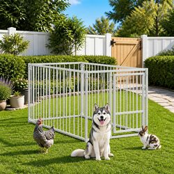 Outdoor Dog Kennel 100x200x100 cm Heavy Duty Steel Pet Run Exercise Pen
