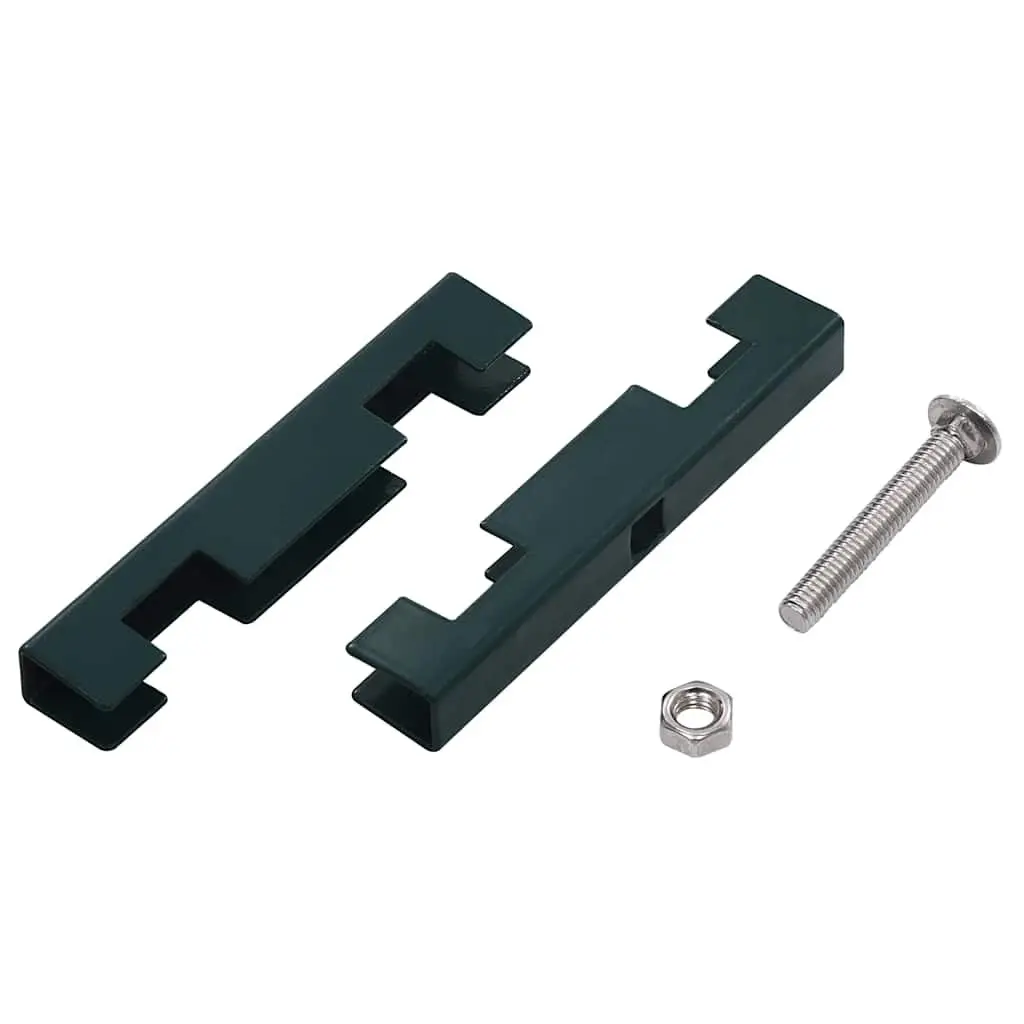 Garden U Mat Connector Green Galvanized Steel Fence Mesh Panel Joint Bracket 50x200 mm