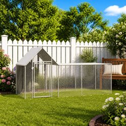 Chicken Coop 3x1x1.5m Galvanised Steel Poultry House Garden Run Enclosure