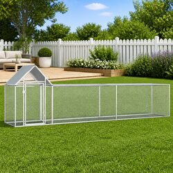 Chicken Coop 5x1x1.5m Galvanised Steel Poultry Run Hen House Garden Enclosure