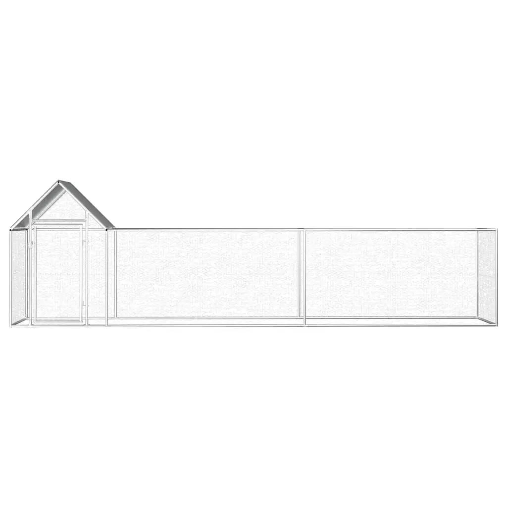 Chicken Coop Galvanised Steel 5x1x1.5m Water-resistant Roof Lockable Door Silver