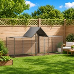 Chicken Coop 3x1x1.5m Galvanised Steel Garden Poultry House Run Enclosure