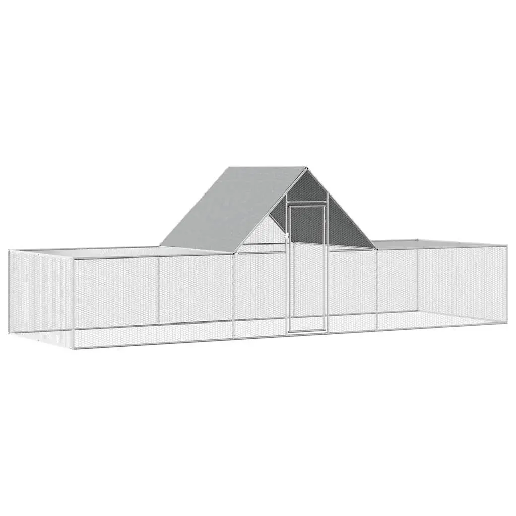 Chicken Coop Galvanised Steel 6x2x2m Water-resistant Roof Lockable Door Silver