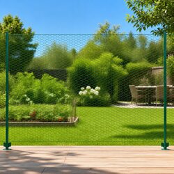 Wire Mesh Fence Panel Green 25x2m Steel Posts Garden Backyard Poultry Farm