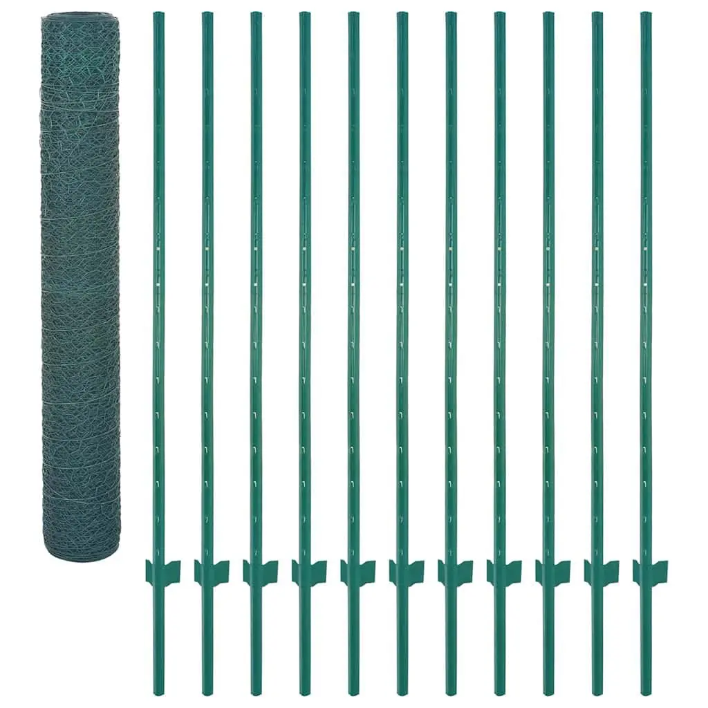 Wire Mesh Fence Panel Green 25x2m PVC and Powder Coated Steel for Garden Farm Backyard Poultry