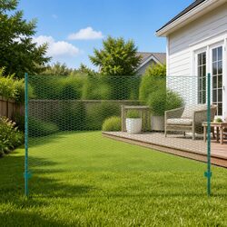 Wire Mesh Fence Panel with Steel Posts 25x1.5m Garden Backyard Fencing Green