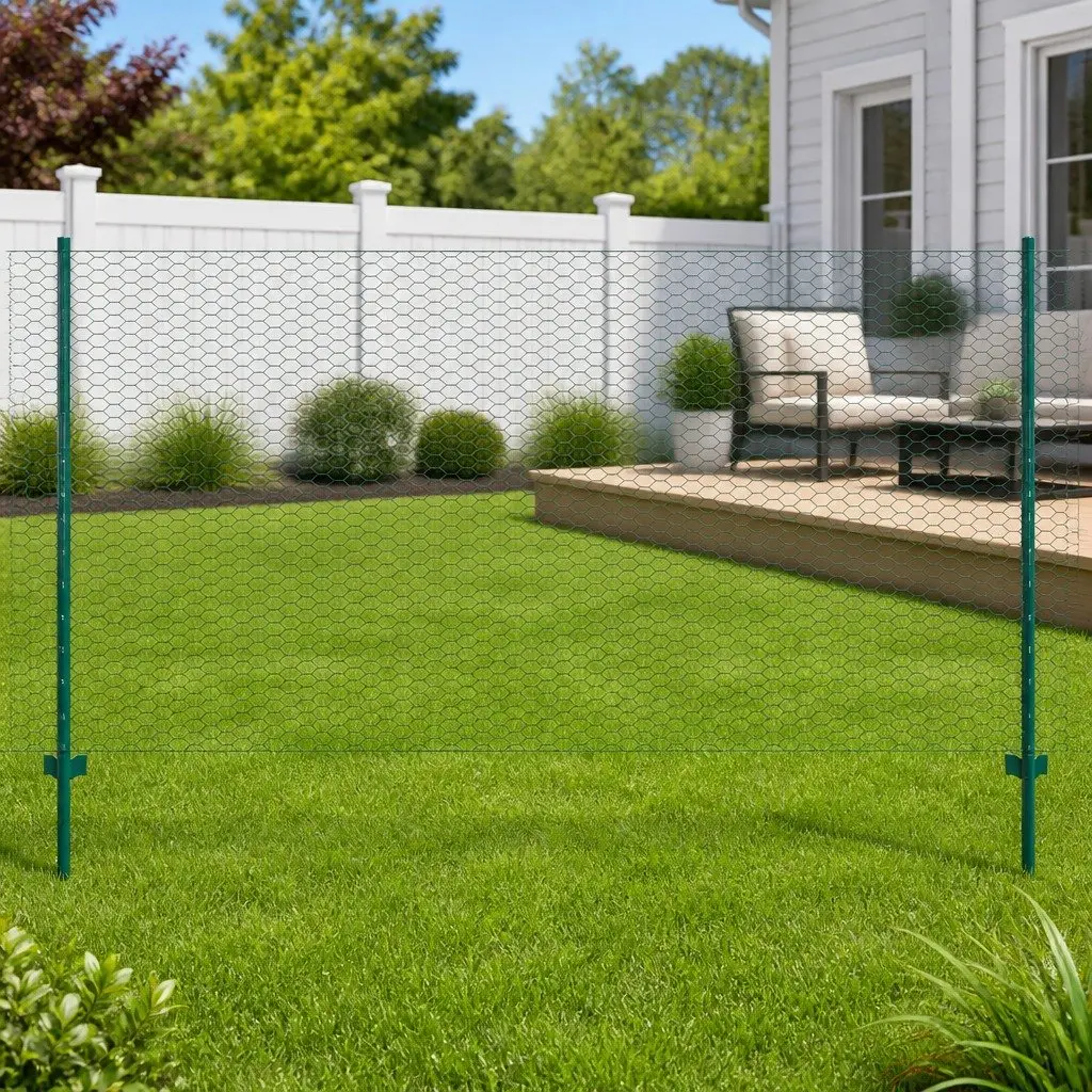 Wire Mesh Fence Panel Powder-coated Steel 25 x 1.5m Green