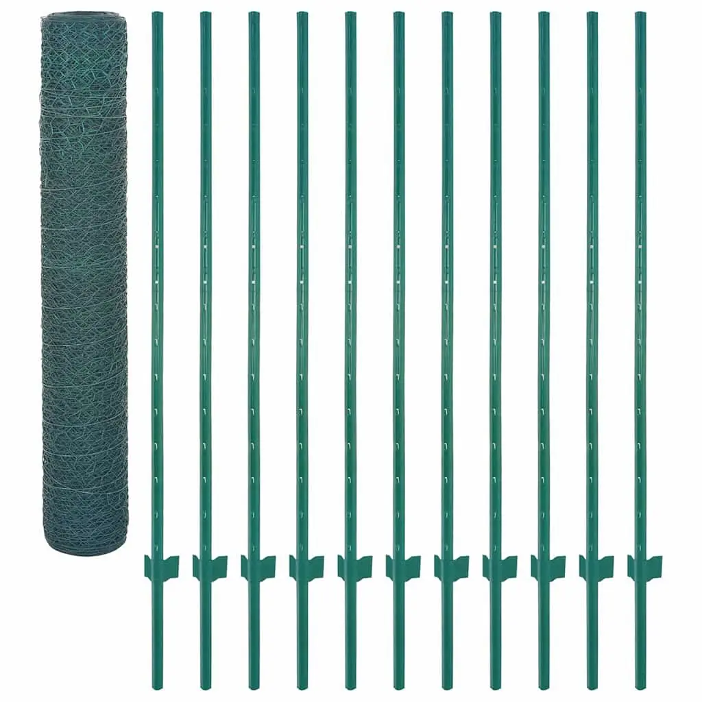 Wire Mesh Fence Panel Powder-coated Steel 25 x 1.5m Green