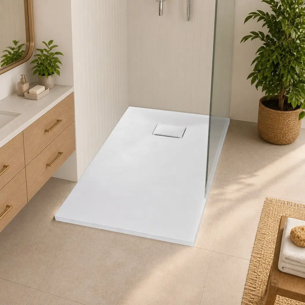 Shower Base Tray Low Profile 120x70 cm Skid Resistant White